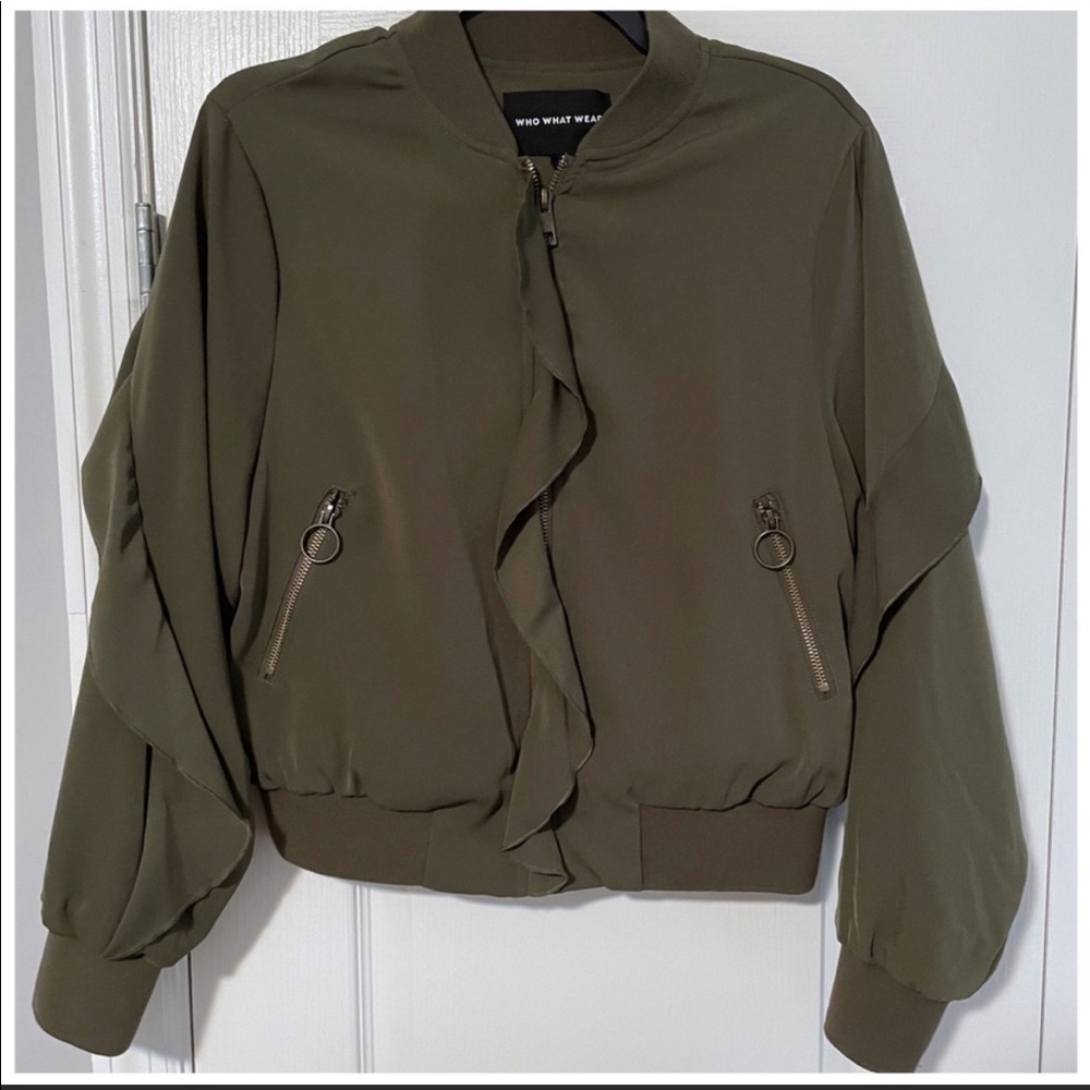 Who What Wear Olive Green Bomber Jacket